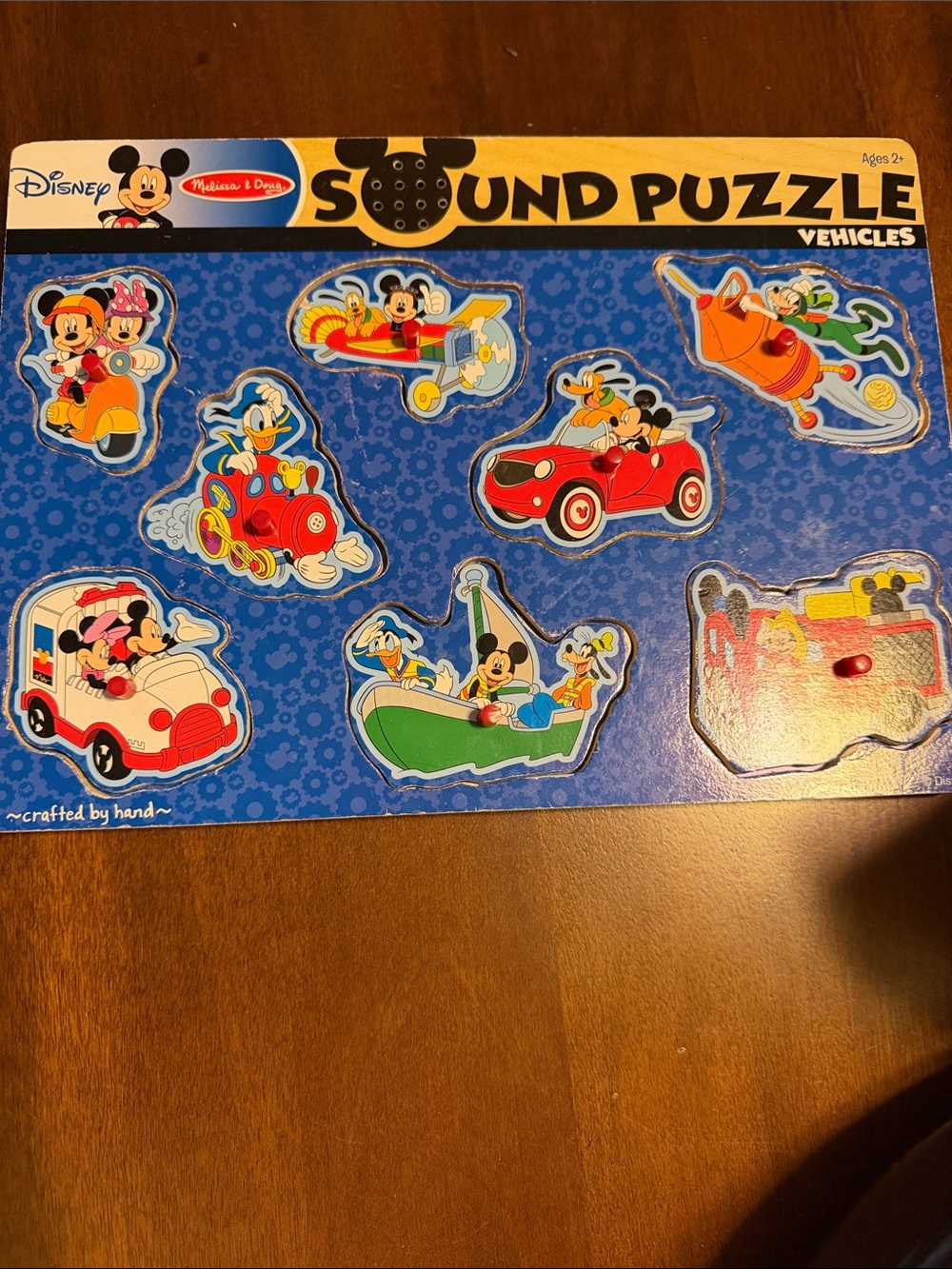 Melissa & Doug Disney Vehicles Sound Puzzle - Blue & Red Pieces